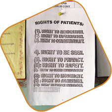 Photo: “Rights of patients” leaflet on a noticeboard on E Ward, Chainama Hospital, 30 October 2012. © MDAC.